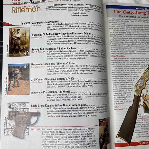 American Rifleman NRA Magazine August 2012 u Vol 160 No 8 National Rifle Associ - Picture 4 of 10